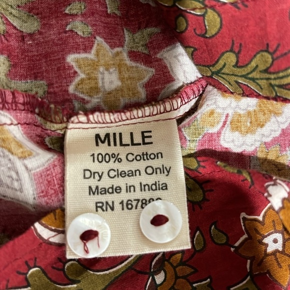 Mille Francesca Cinnabar Floral Button Front Blouse SZ M Cinnabar Red Olive - Picture 9 of 9